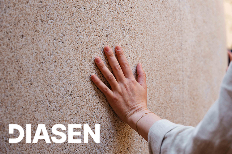 Close-up of Diasen cork-based insulating plaster texture